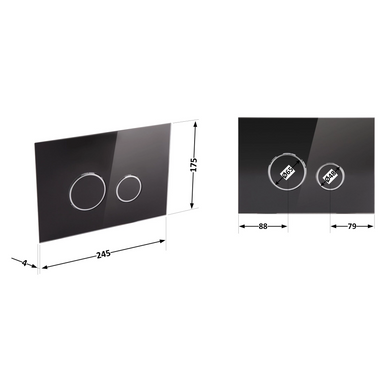 Клавіша змиву Nest 175х245х4 мм, Glass Black, кругла Qtap, QT0111V1163GB