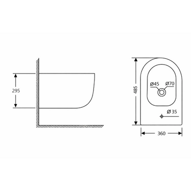 Біде підвісне Taurus 485&times;360&times;295 мм, White Qtap, QTTAU28W49117