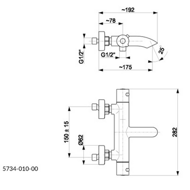 Змішувач для ванни обладнаний термостатом ARMATURA  MOZA CHROM 5734-010-00