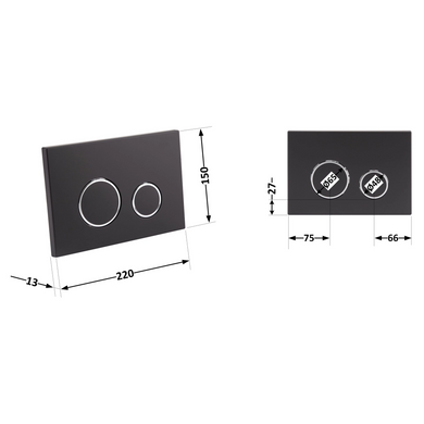 Клавіша змиву Nest 150x220x13 мм, Matt Black, лінійна Qtap, QT0111M08V1091MB