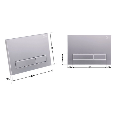 Клавіша змиву Nest 150x220x13 мм, Satin, лінійна Qtap, QT0111M08382SAT