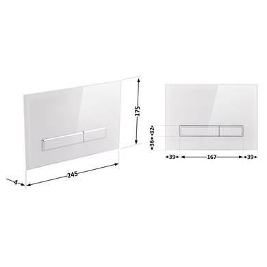 Клавіша змиву Nest 175х245х4 мм, Glass White, лінійна Qtap, QT0111V1105GW